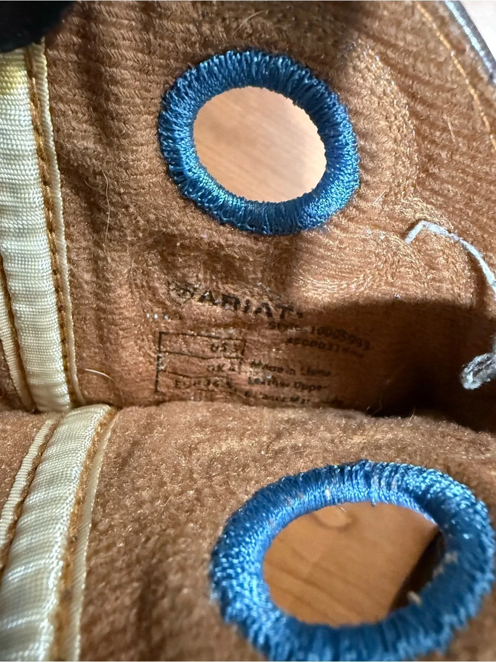 Ariat Brown and Cream Kids Western Pull-On Boots with Blue Accents